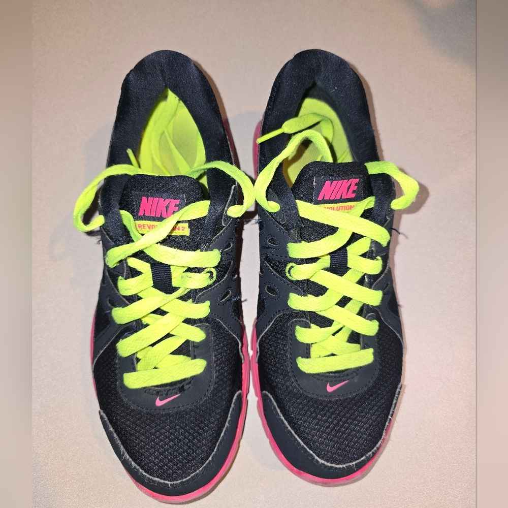 Nike Black and Pink Sneakers with Neon Laces